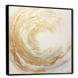 Gold And White Soft Wave Vortex - Abstract Canvas Wall Art