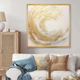 Gold And White Soft Wave Vortex - Abstract Canvas Wall Art