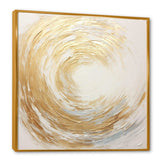 Gold And White Soft Wave Vortex - Abstract Canvas Wall Art