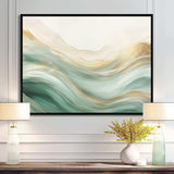 Gold And Green Soft Wave Fusion I - Abstract Canvas Wall Art