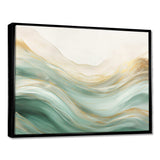 Gold And Green Soft Wave Fusion I - Abstract Canvas Wall Art