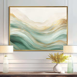 Gold And Green Soft Wave Fusion I - Abstract Canvas Wall Art