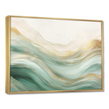 Gold And Green Soft Wave Fusion I - Abstract Canvas Wall Art