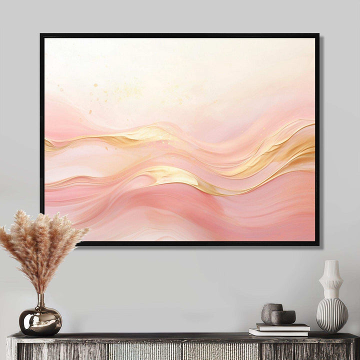 Gold And Pink Soft Wave Fusion II - Abstract Canvas Wall Art