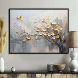 Japan Beige And Gold Tree Vision - Abstract Canvas Wall Art