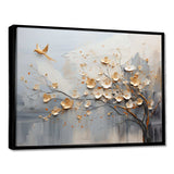 Japan Beige And Gold Tree Vision - Abstract Canvas Wall Art