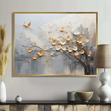 Japan Beige And Gold Tree Vision - Abstract Canvas Wall Art