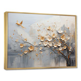 Japan Beige And Gold Tree Vision - Abstract Canvas Wall Art