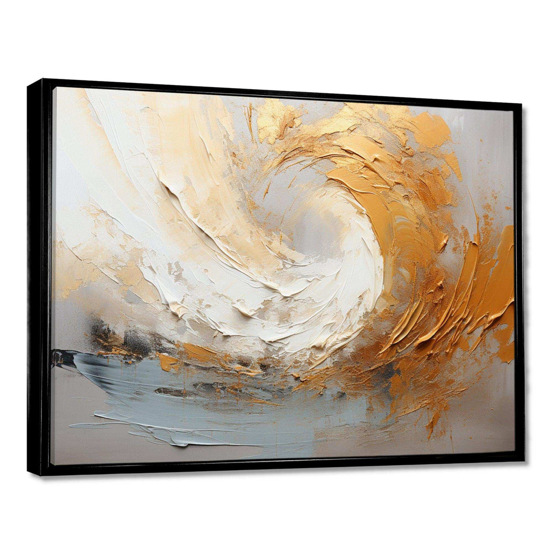 Gold And Beige Soft Wave Paint III - Abstract Canvas Wall Art