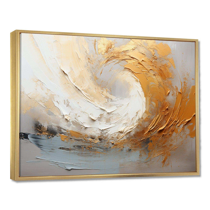 Gold And Beige Soft Wave Paint III - Abstract Canvas Wall Art