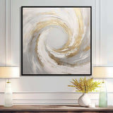 Gold And White Soft Wave Vortex V - Abstract Canvas Wall Art