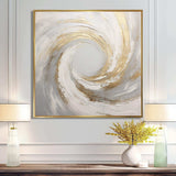 Gold And White Soft Wave Vortex V - Abstract Canvas Wall Art