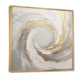 Gold And White Soft Wave Vortex V - Abstract Canvas Wall Art