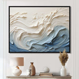 White And Blue Wave Papercut Style - Coastal Canvas Wall Art