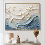 White And Blue Wave Papercut Style - Coastal Canvas Wall Art