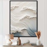 White And Blue Wave Papercut Style I - Coastal Canvas Wall Art