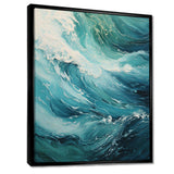 Ocean Teal Wave Expression - Coastal Canvas Wall Art