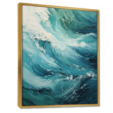 Ocean Teal Wave Expression - Coastal Canvas Wall Art