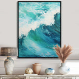 Ocean Teal Wave Expression I - Coastal Canvas Wall Art