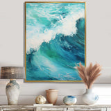 Ocean Teal Wave Expression I - Coastal Canvas Wall Art