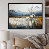 Minimalism Beige And Blue Countryside IV - Landscapes Canvas Wall Art