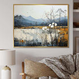 Minimalism Beige And Blue Countryside IV - Landscapes Canvas Wall Art