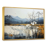 Minimalism Beige And Blue Countryside IV - Landscapes Canvas Wall Art