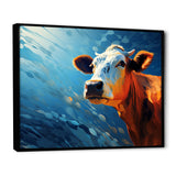Blue And Orange Cow Flow - Cow Large Canvas Wall Art