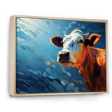 Blue And Orange Cow Flow - Cow Large Canvas Wall Art