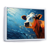 Blue And Orange Cow Flow - Cow Large Canvas Wall Art