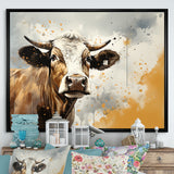 Cow Portrait In Sepia Tones - Cow Canvas Wall Art