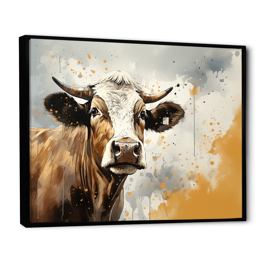 Cow Portrait In Sepia Tones - Cow Canvas Wall Art