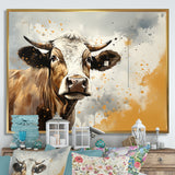 Cow Portrait In Sepia Tones - Cow Canvas Wall Art