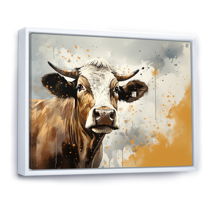 Cow Portrait In Sepia Tones - Cow Canvas Wall Art