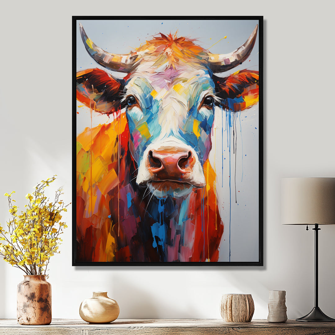 Colorful Cow Expressionist Portrait - Cow Wall Art Prints
