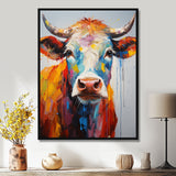 Colorful Cow Expressionist Portrait - Cow Wall Art Prints