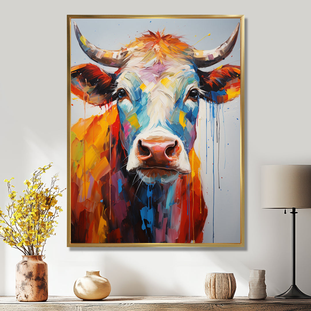 Colorful Cow Expressionist Portrait - Cow Wall Art Prints