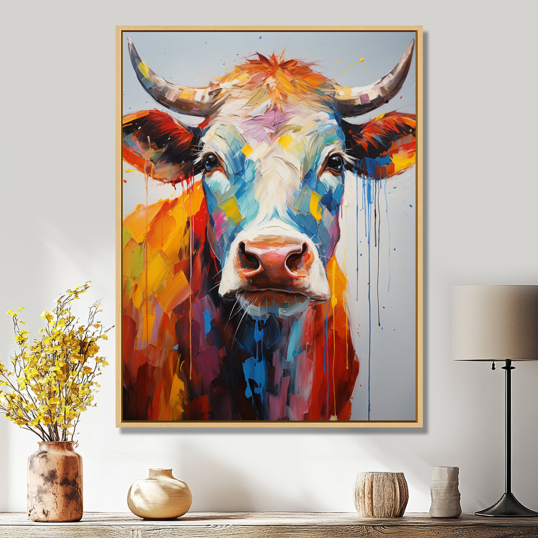 Colorful Cow Expressionist Portrait - Cow Wall Art Prints