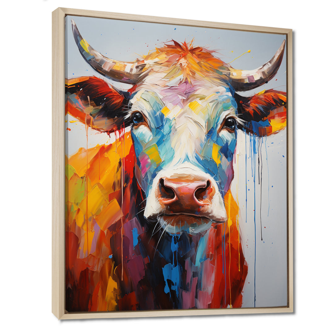 Colorful Cow Expressionist Portrait - Cow Wall Art Prints