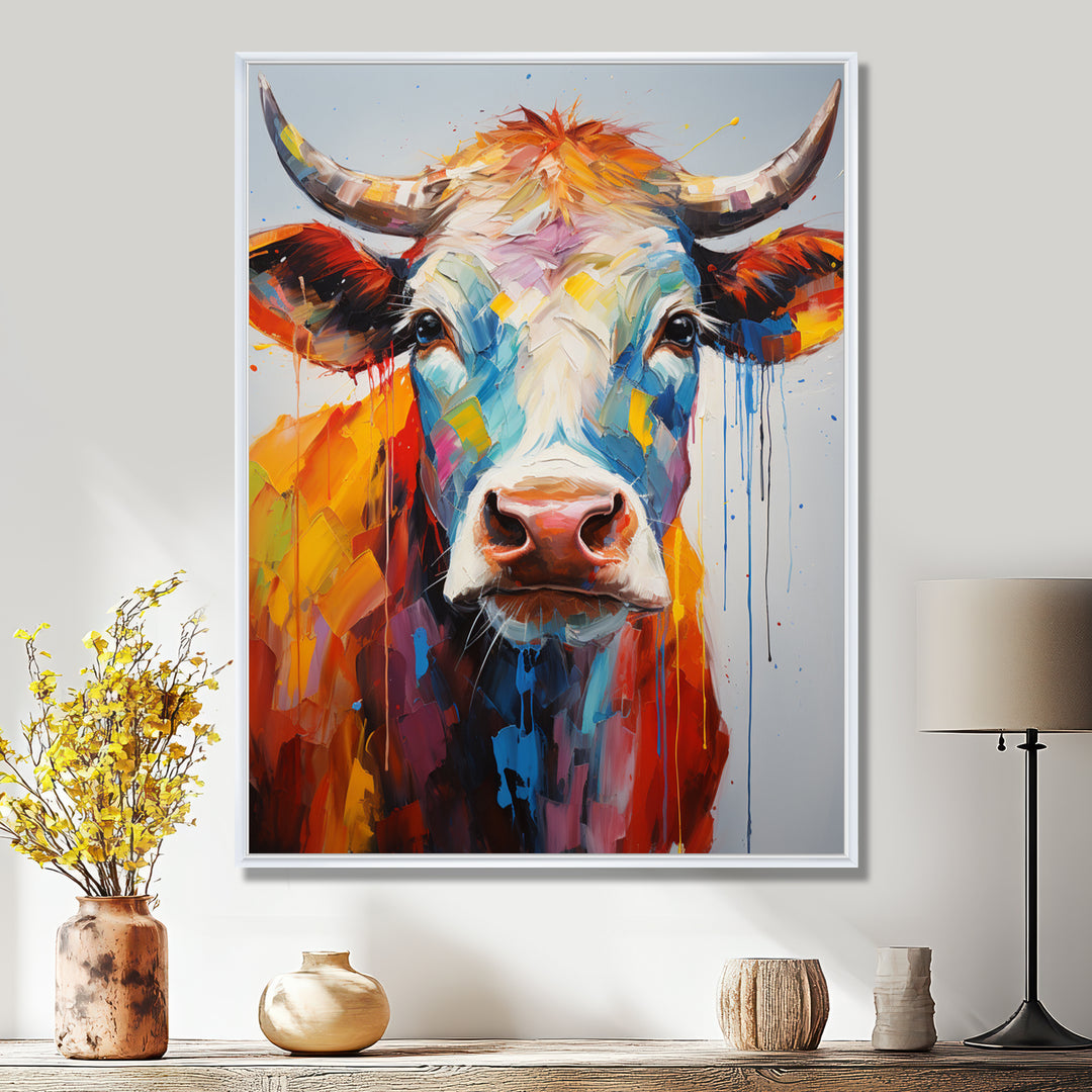 Colorful Cow Expressionist Portrait - Cow Wall Art Prints