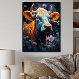 Fantasy Cow In Enchanted Lands - Blue Cow Wall Art