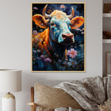 Fantasy Cow In Enchanted Lands - Blue Cow Wall Art