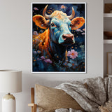 Fantasy Cow In Enchanted Lands - Blue Cow Wall Art