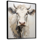 Minimalism Beige Cow Portrait - Cow Large Canvas Wall Art