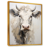 Minimalism Beige Cow Portrait - Cow Large Canvas Wall Art