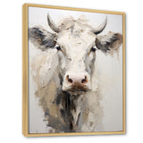 Minimalism Beige Cow Portrait - Cow Large Canvas Wall Art