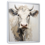 Minimalism Beige Cow Portrait - Cow Large Canvas Wall Art