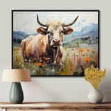 Cow In Pastel Fields - Cow Bedroom Wall Art