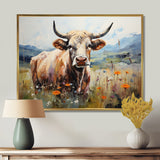 Cow In Pastel Fields - Cow Bedroom Wall Art