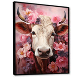 Romanticism Pink Cow Portrait - Cow Canvas Wall Art